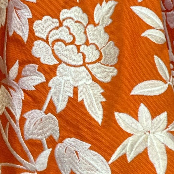 Ellen Tracy Orange Pleated Embroidered Skirt size 10 Petite - Picture 5 of 10